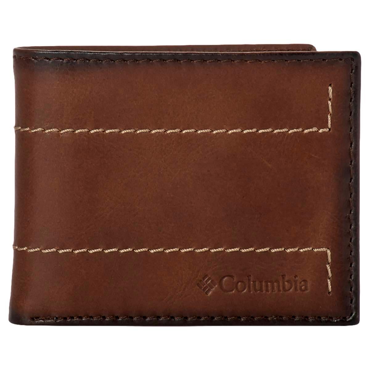 Mens Columbia Leather Extra Capacity Bifold Wallet