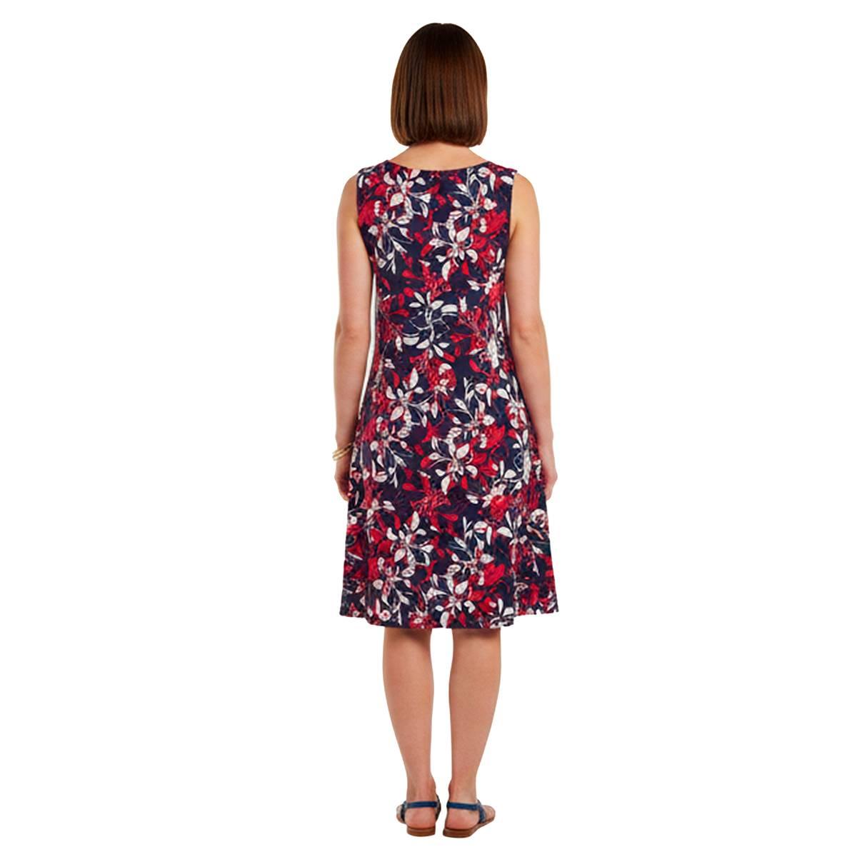 Womens Nina Leonard Sleeveless Floral Side Pocket Shift Dress