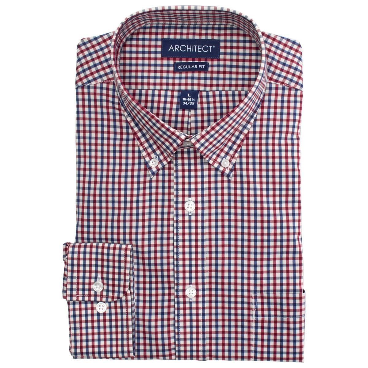 Mens Architect(R) Performance Regular Fit Dress Shirt - Red/Blue