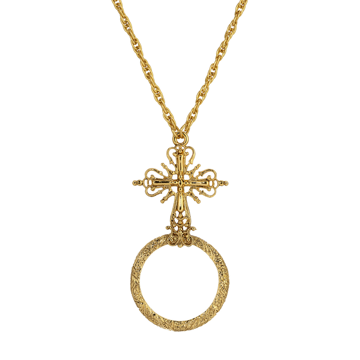 Symbols of Faith Cross Magnifying Glass Necklace