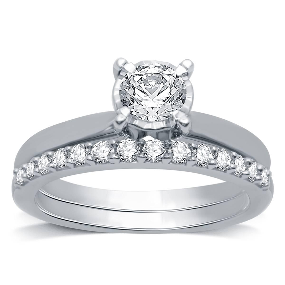 Nova Star(R) Sterling Silver 1ctw. Lab Grown Diamond Bridal Set