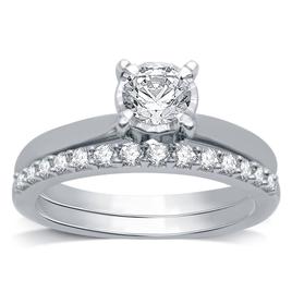 Nova Star(R) Sterling Silver 1ctw. Lab Grown Diamond Bridal Set