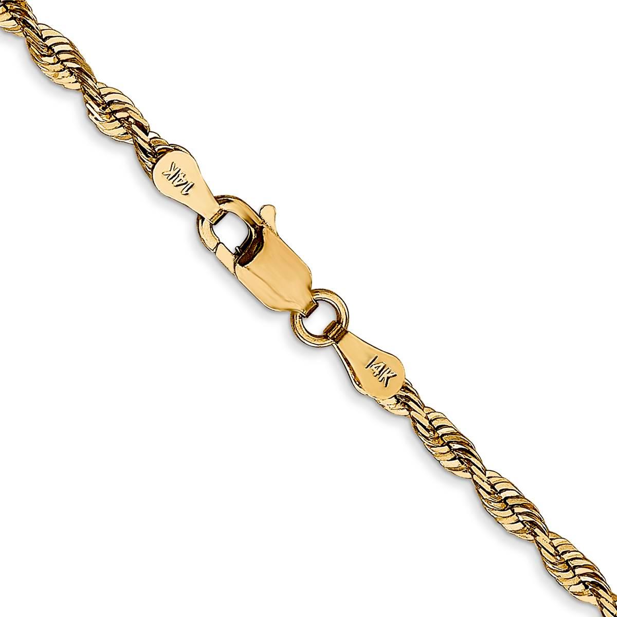 Unisex Gold Classics™ 2.75mm. 14k Diamond Cut Light Rope Necklace