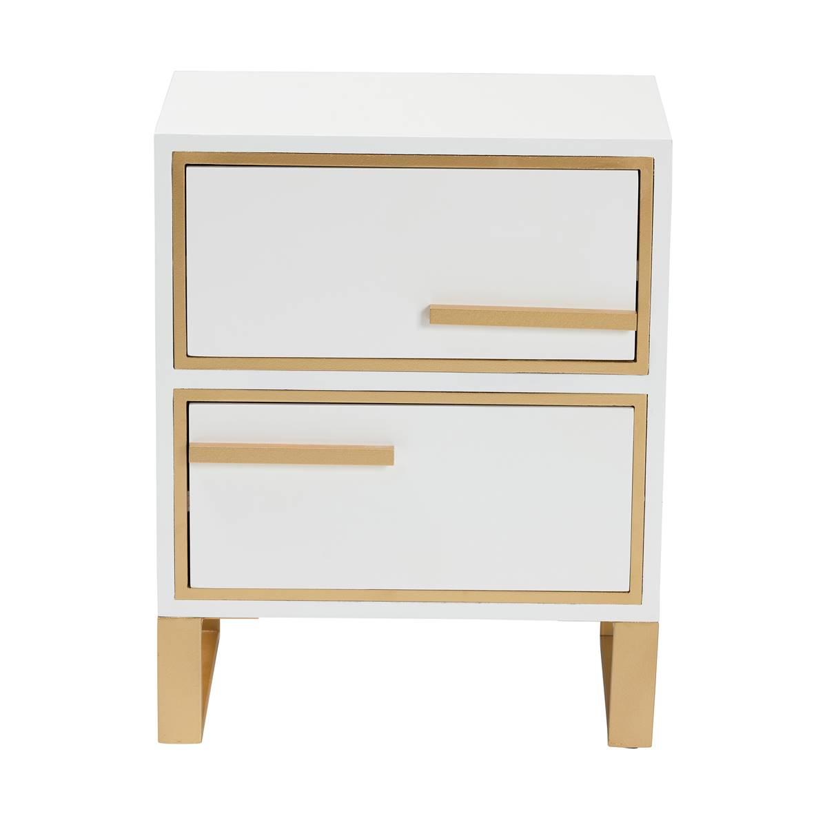Baxton Studio Giolla Glam & Luxe White Wood 2-Drawer Nightstand