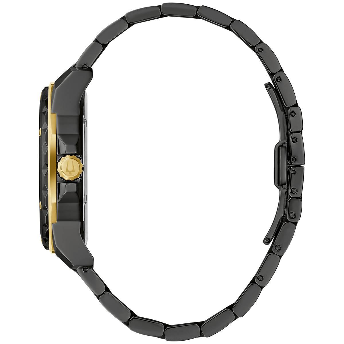 Mens Bulova Marine Star Black Bracelet Watch - 98D176