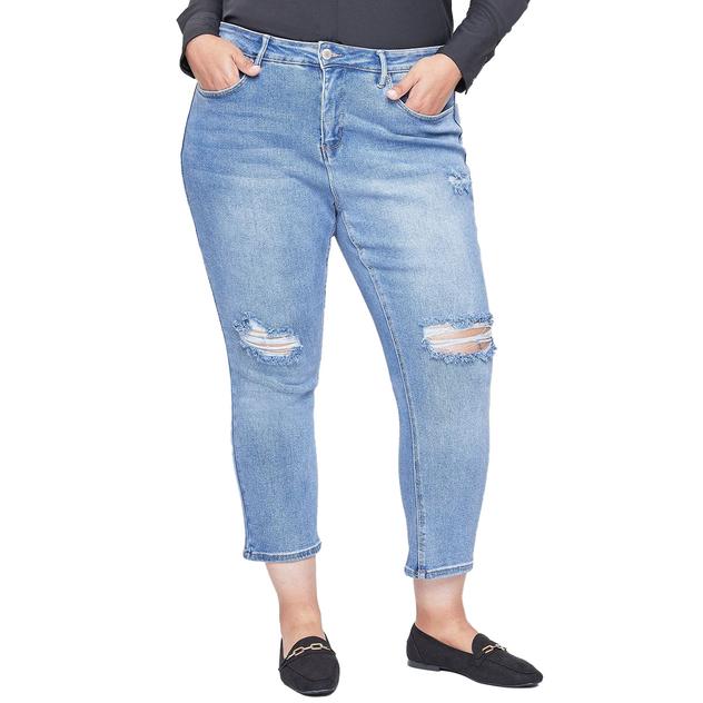 Plus Size Royalty Straight Leg Destruction Jeans