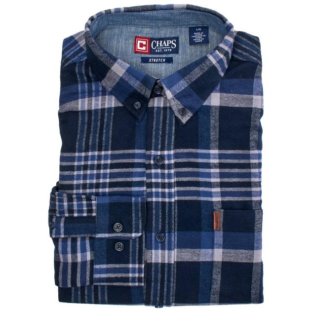 Mens Chaps Long Sleeve Stretch Flannel Shirt - Eclipse
