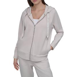 Womens DKNY Sport Two Tone Logo Zip Front Hoodie