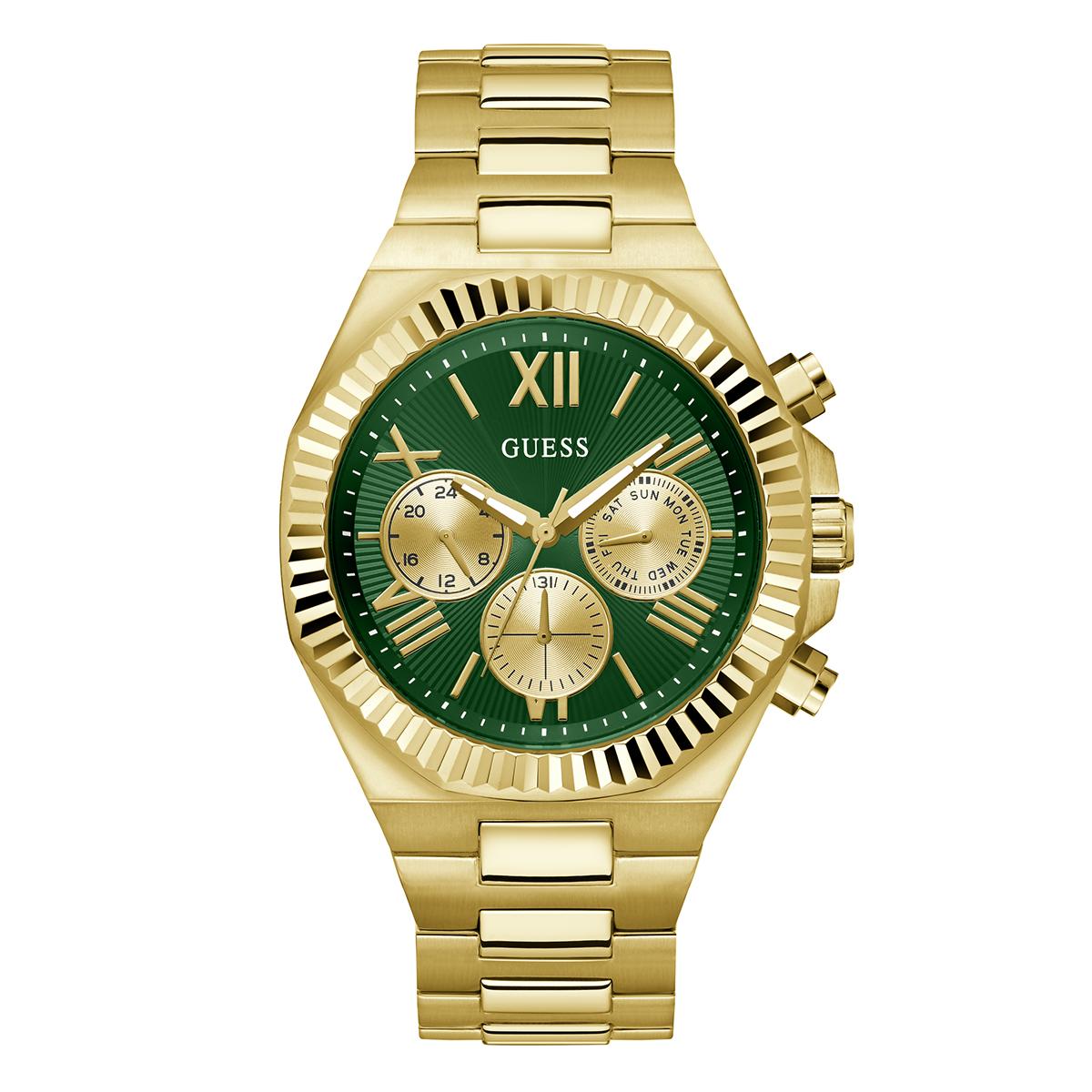 Mens Guess Gold-Tone Multi Function Dress Watch - GW0703G2