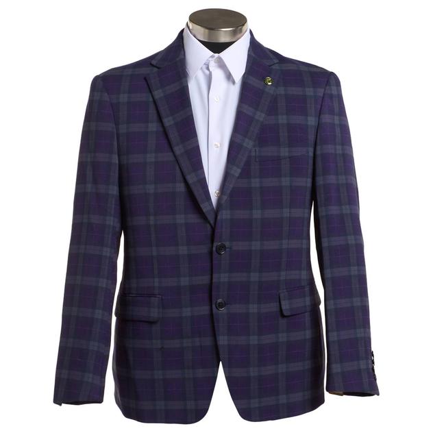 Mens CRICKETEER Plaid Sport Coat - Purple/Black