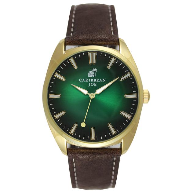 Mens Caribbean Joe Gold-Tone and Green Dial Watch - CJ7127GD