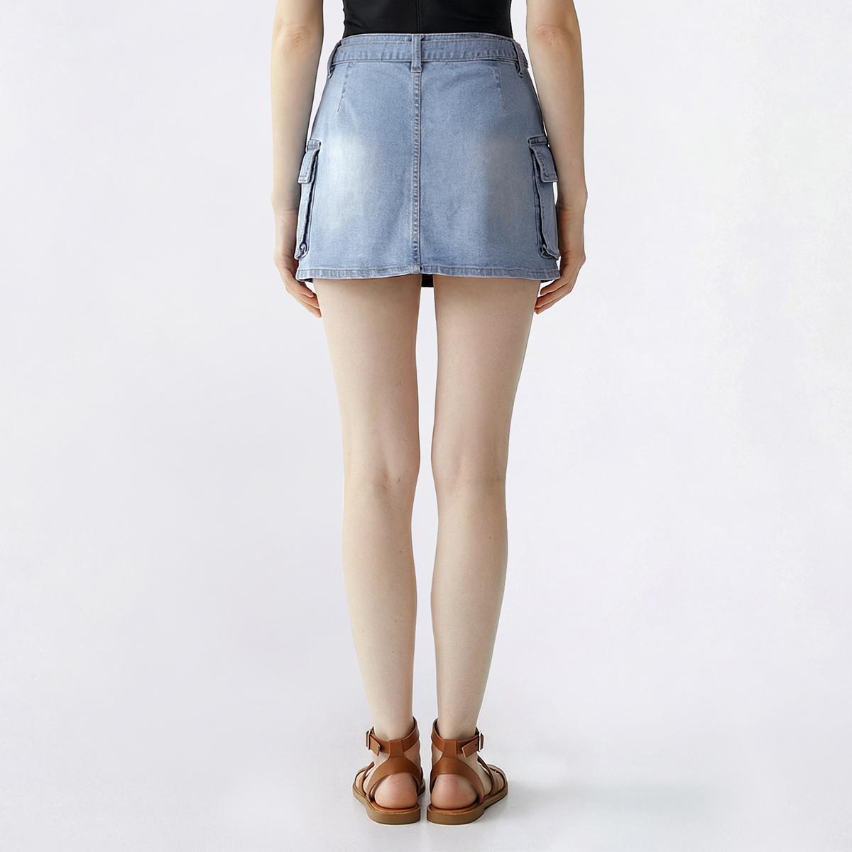 Juniors Love Tree Belted Denim Cargo Skirt