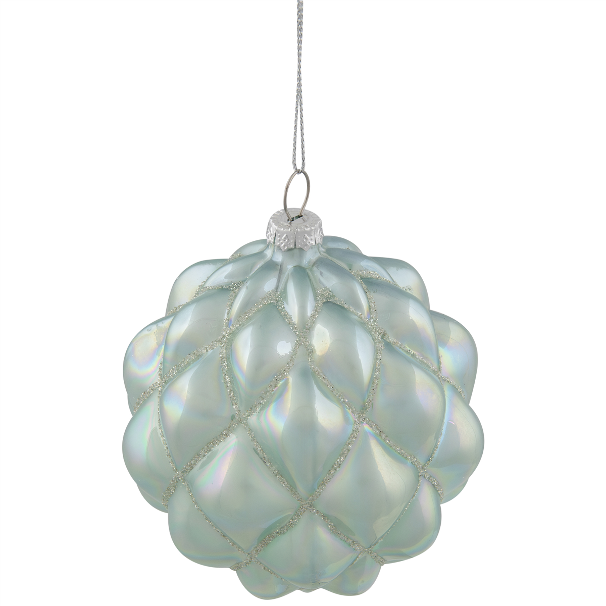 Northlight 4.5in. Iridescent Blue Glass Christmas Ball Ornament