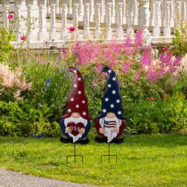 Northlight Seasonal USA Patriotic Gnome Garden Stakes - Set of 2