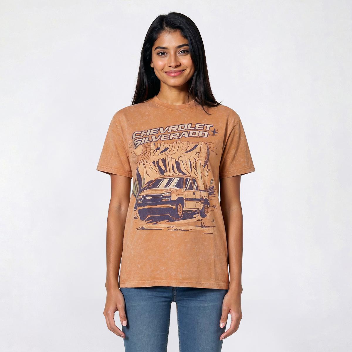 Juniors C-Life Mineral Wash Chevy Truck Boyfriend Tee
