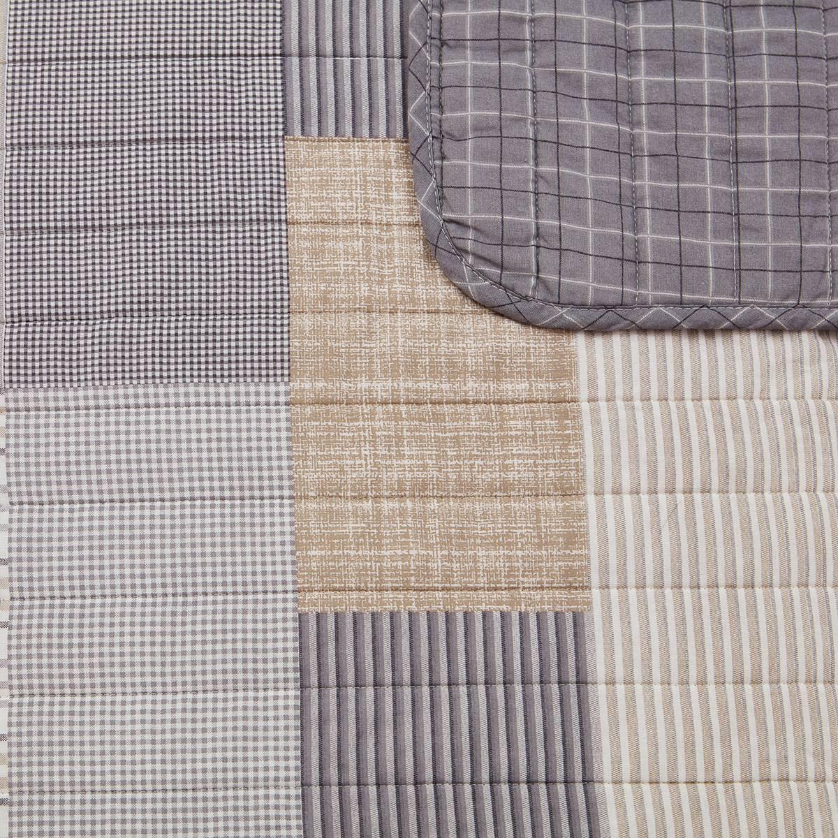 Home Retreat Lakeshore Plaid Grey Soft Cotton 2pc. Quilt Set