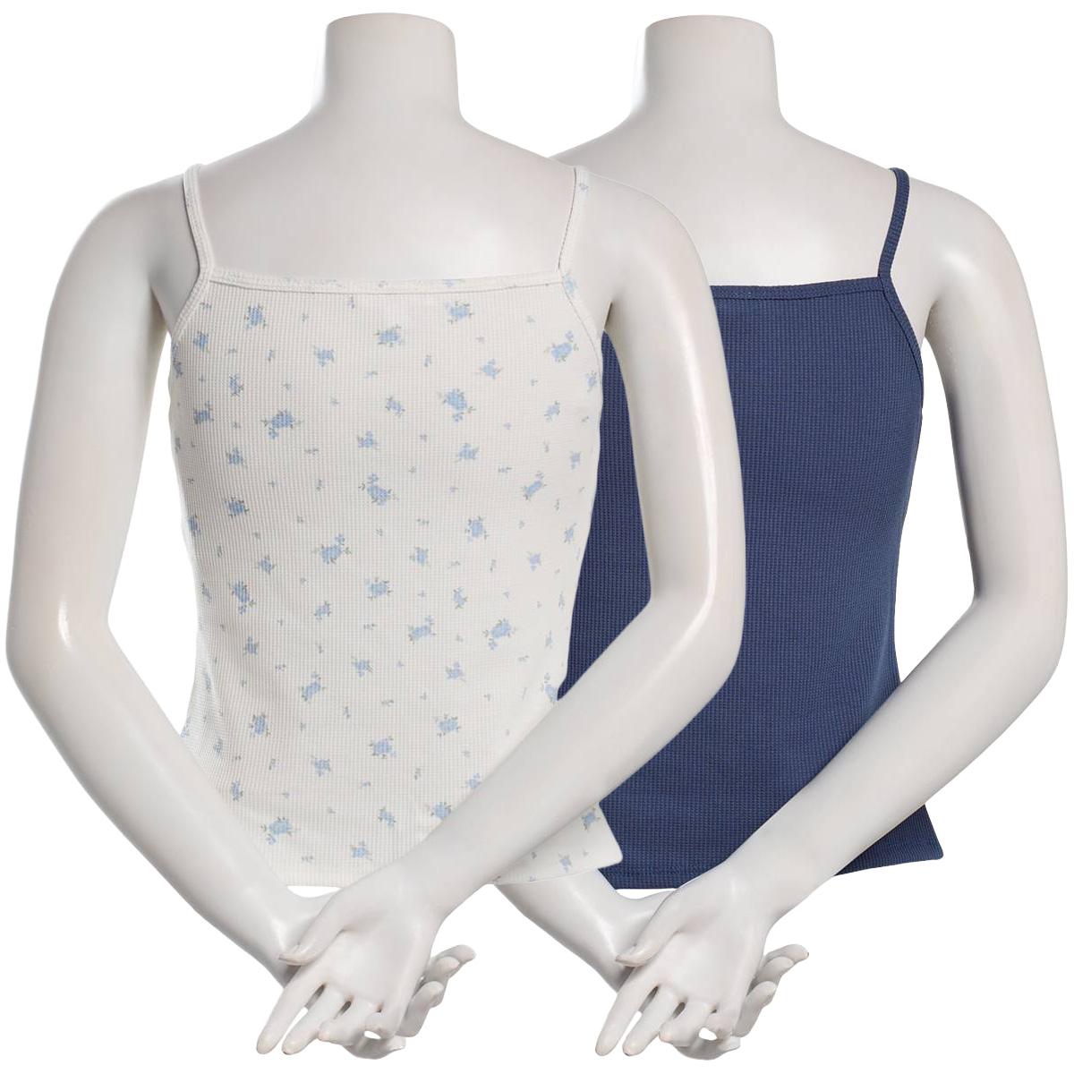 Juniors Pink Rose 2pk. Thermal Henley Tank Top - Indigo