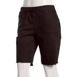 Petite Royalty Elastic Waist Bermuda Short w/Fray Hem