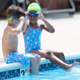 Toddler Girls Dolfin® Fin Floats Criss-Cross One Piece Swimsuit