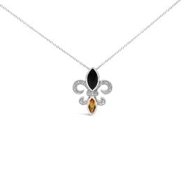 Haus of Brilliance Sterling Silver Onyx & Citrine Pendant