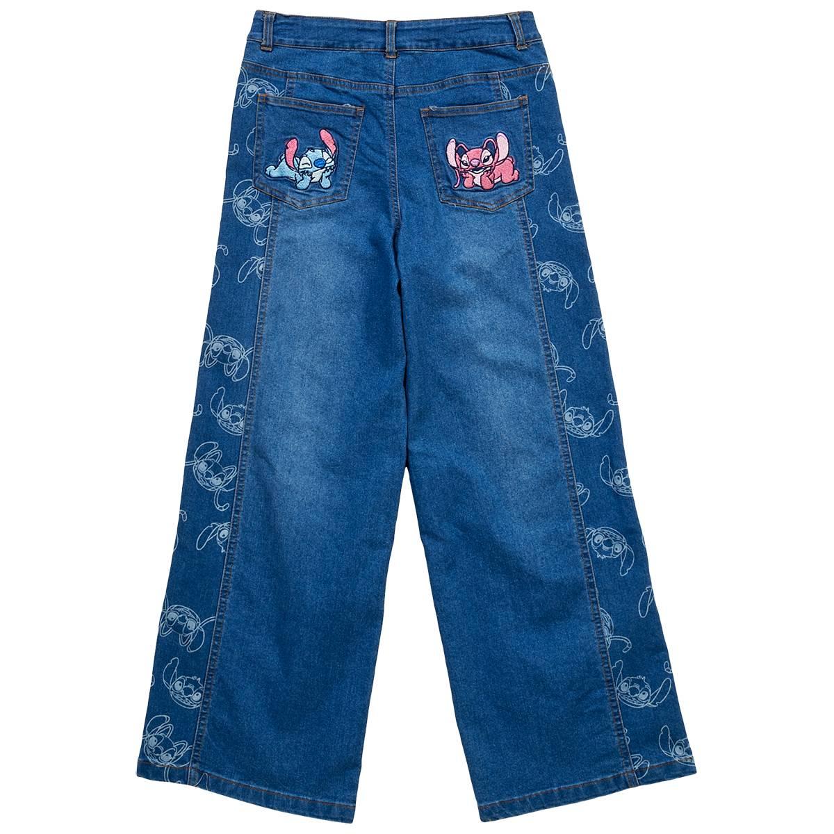 Girls (7-12) Disney Stitch & Angel Wide Leg Jeans