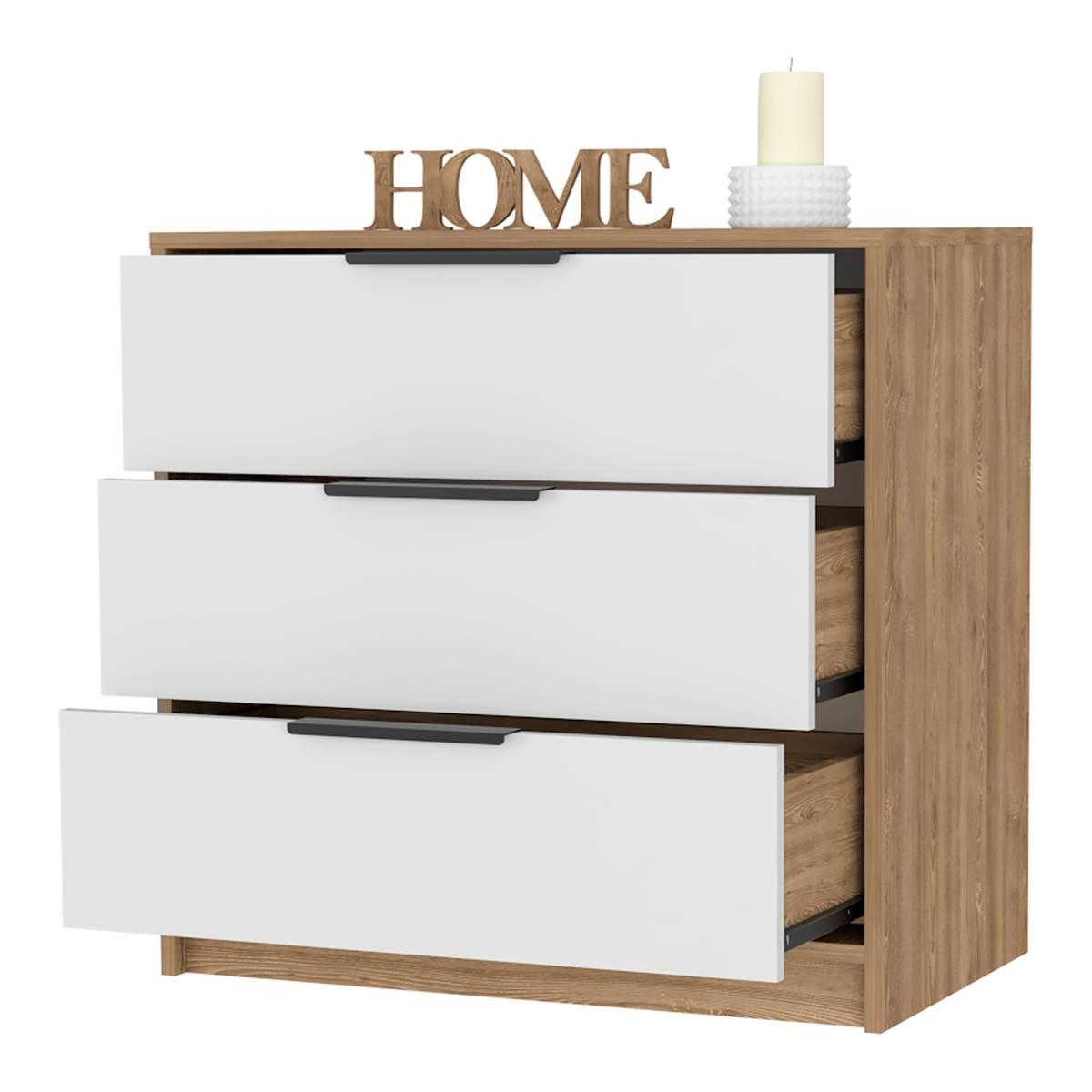 FM FURNITURE Washington White 3 Drawer Dresser