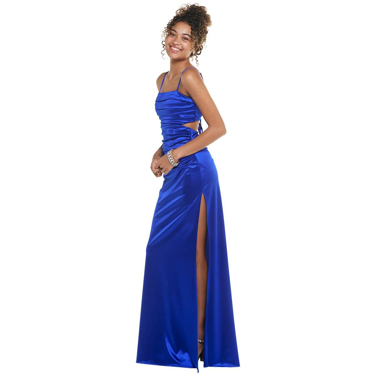 Juniors Emerald Sundae Satin Corset A-Line Dress