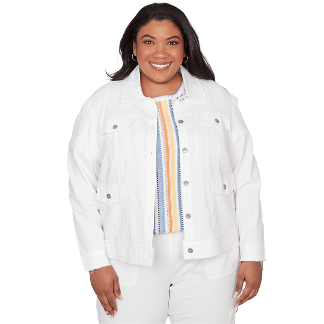 Plus Size Alfred Dunner Out Of The Blue Button Front Denim Jacket