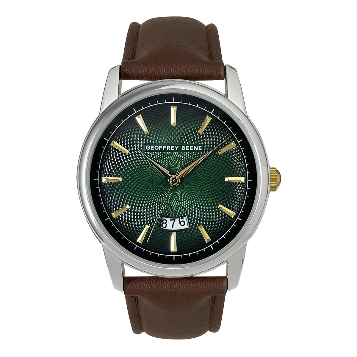 Mens Geoffrey Beene(R) Green/Brown Strap Watch - GB8223SLGR