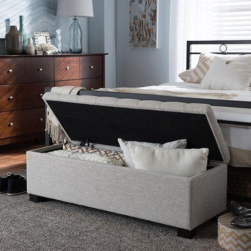 Baxton Studio Roanoke Upholstered Storage Ottoman Bench