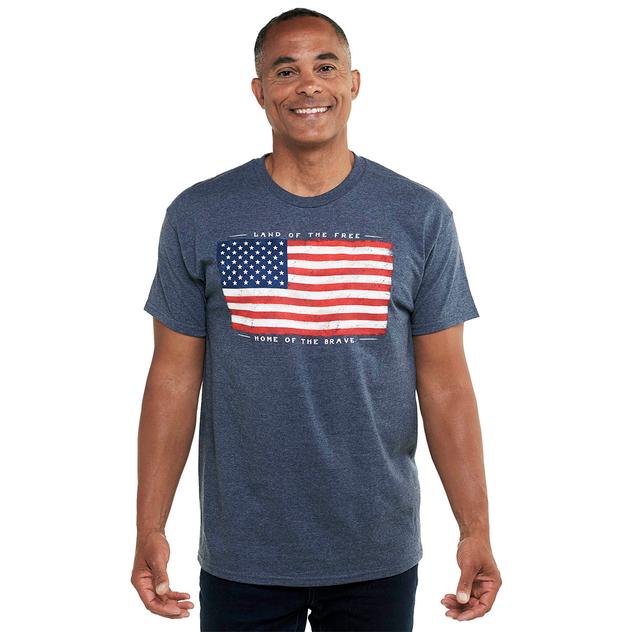 Mens Home of the Brave Free & Brave Flag Short Sleeve Graphic Tee