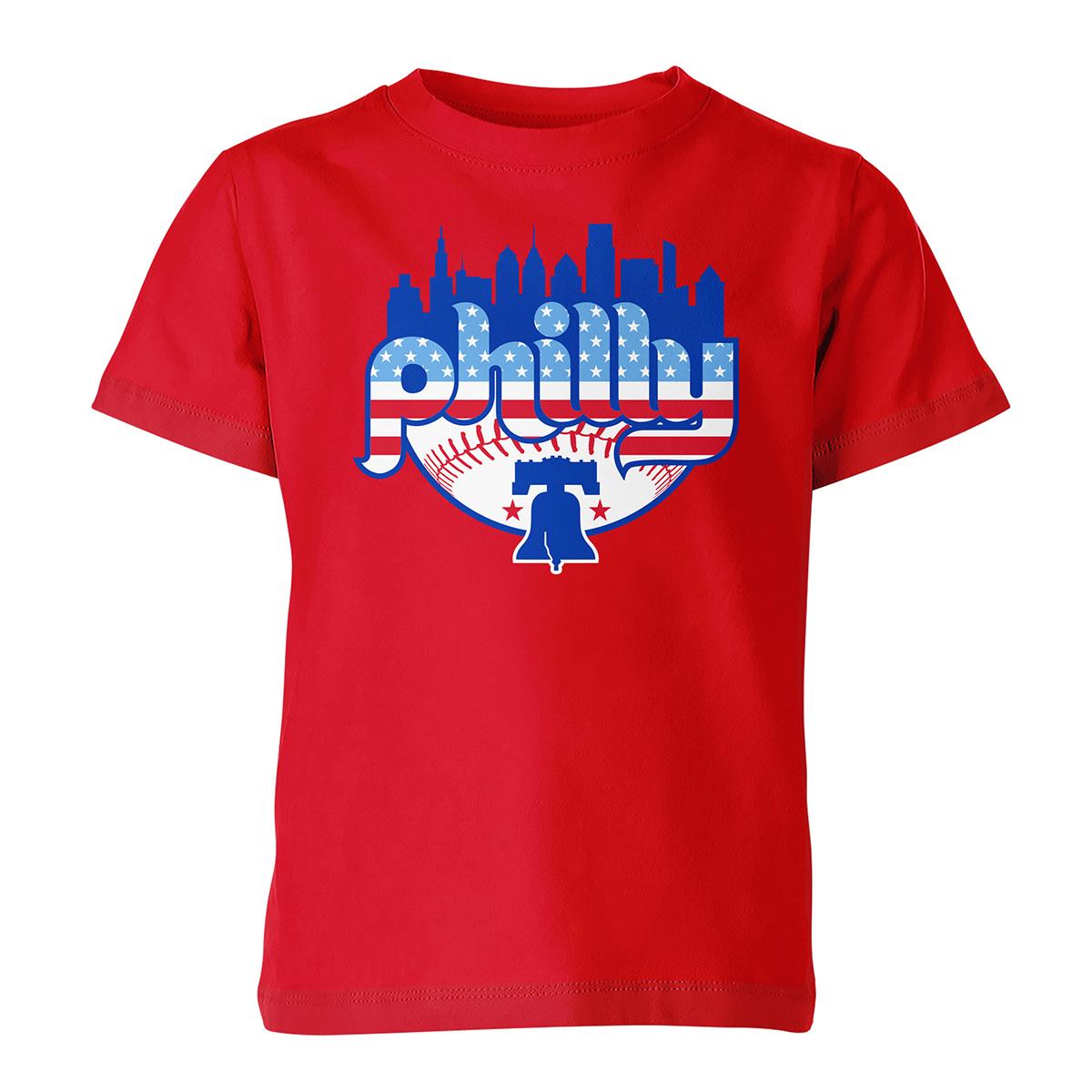 Boys (8-20) Tailgate Philadelphia Baseball Sky Flag Tee