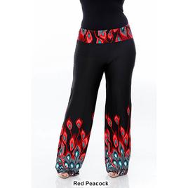 Plus Size White Mark Printed Palazzo Pants-Peacock