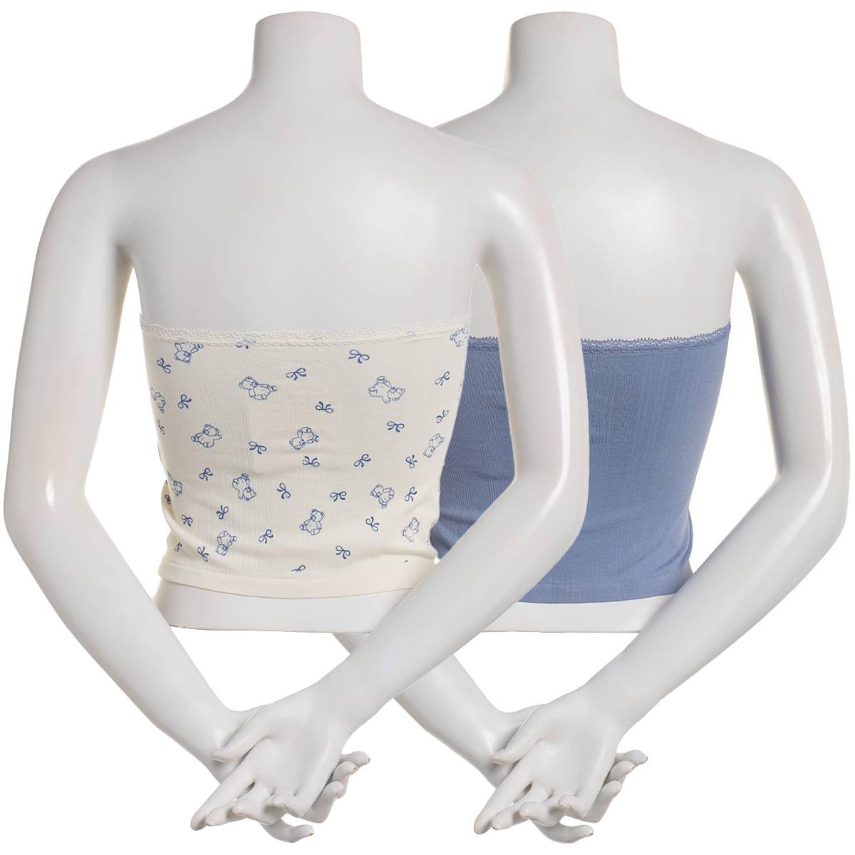 Juniors Pink Rose 2pk. Teddy Bears & Bow Tube Tops with Lace Trim