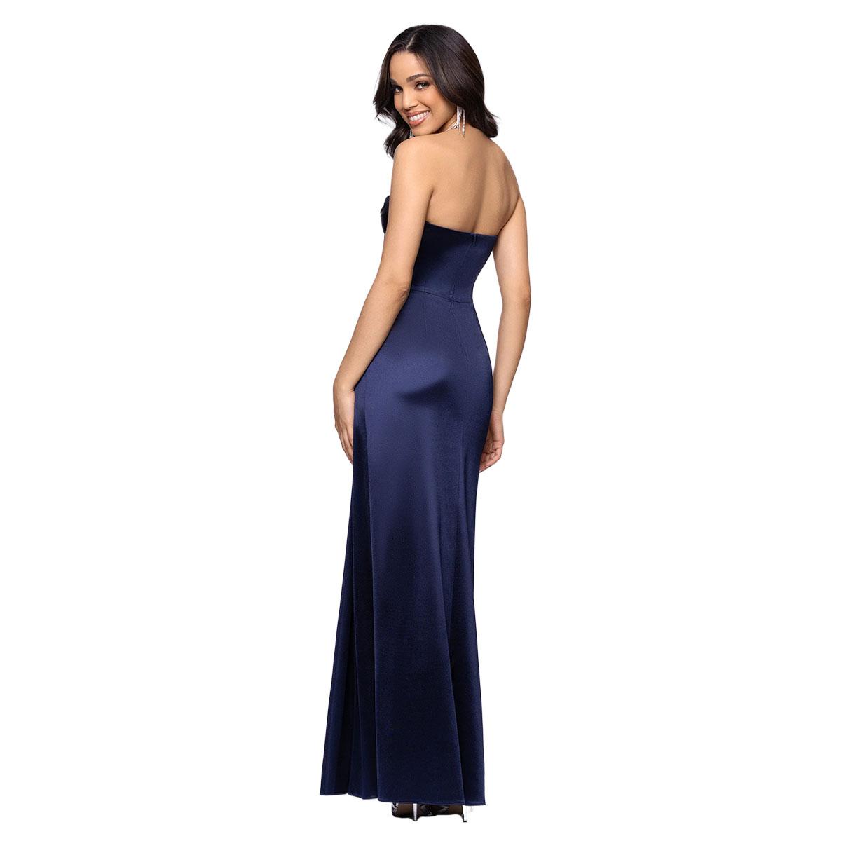 Juniors Blondie Nites Stretch Sateen Strapless Sheath Dress