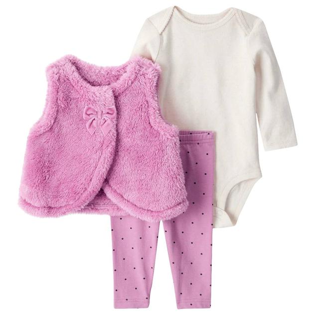 Baby Girl (3-24M) Carter's® 3pc. Sherpa Wrap Vest & Leggings Set