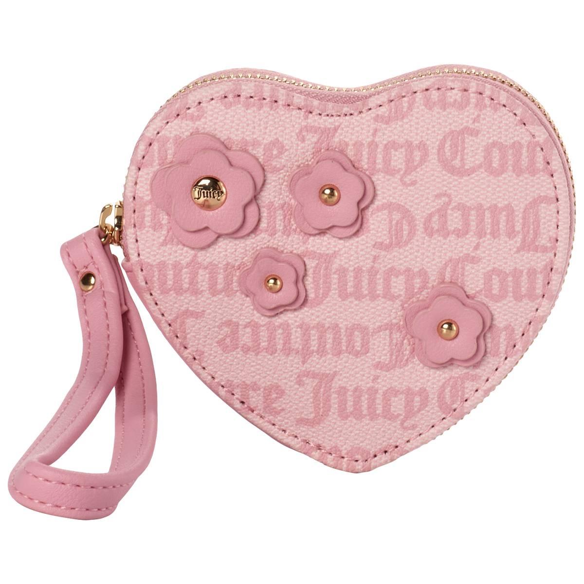 Womens Juicy Couture Juicy Bouquet Heart Zip Around Wristlet