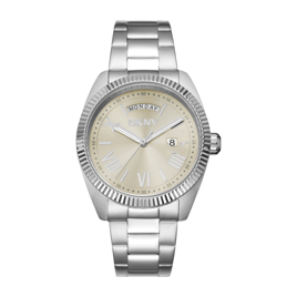 Mens DKNY Day Date Fluted Bezel Bracelet Watch - DK1G141M0015
