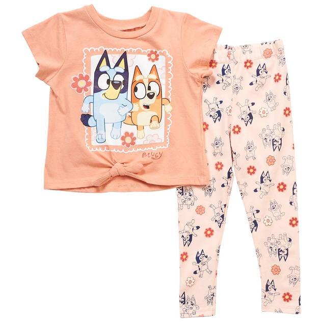 Toddler Girl Bluey & Bingo Short Sleeve Top & Floral Leggings Set