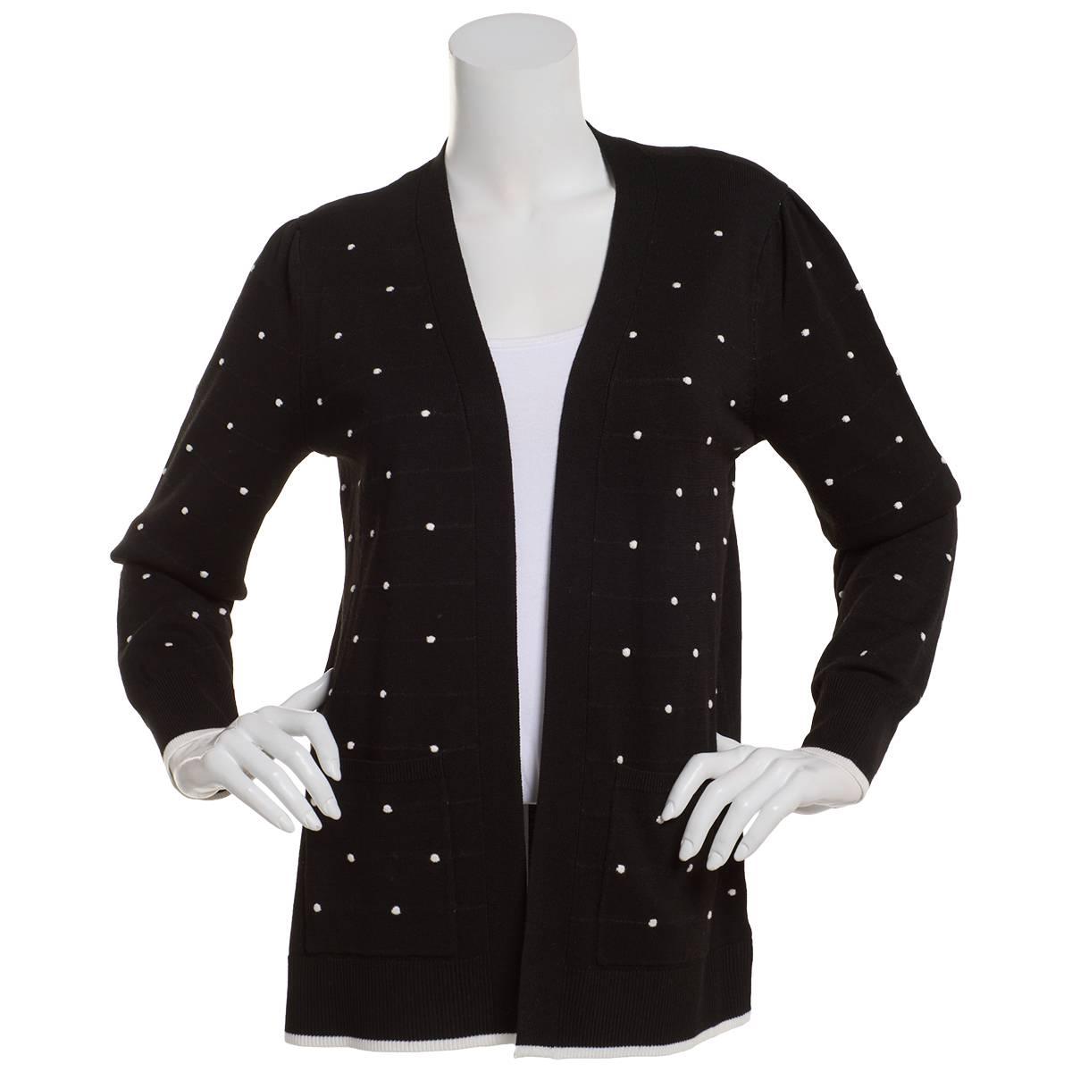 Womens Chloe & Jasmine 26in. Puff Sleeve Bobble Dot Cardigan