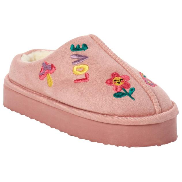 Big Girls Capelli® New York Faux Suede Embroidered Icon Slippers