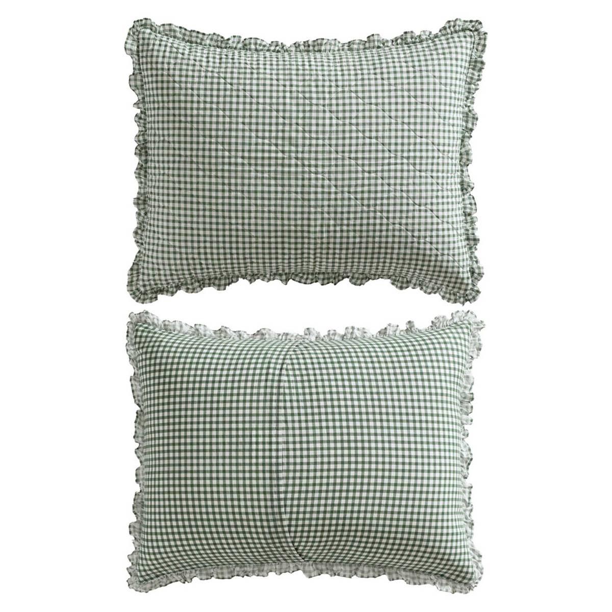 Laura Ashley Gracies Gingham Cotton Reversible Quilt Set
