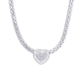 Gianni Argento 1/10ctw. Cubic Zirconia Heart Pendant Necklace