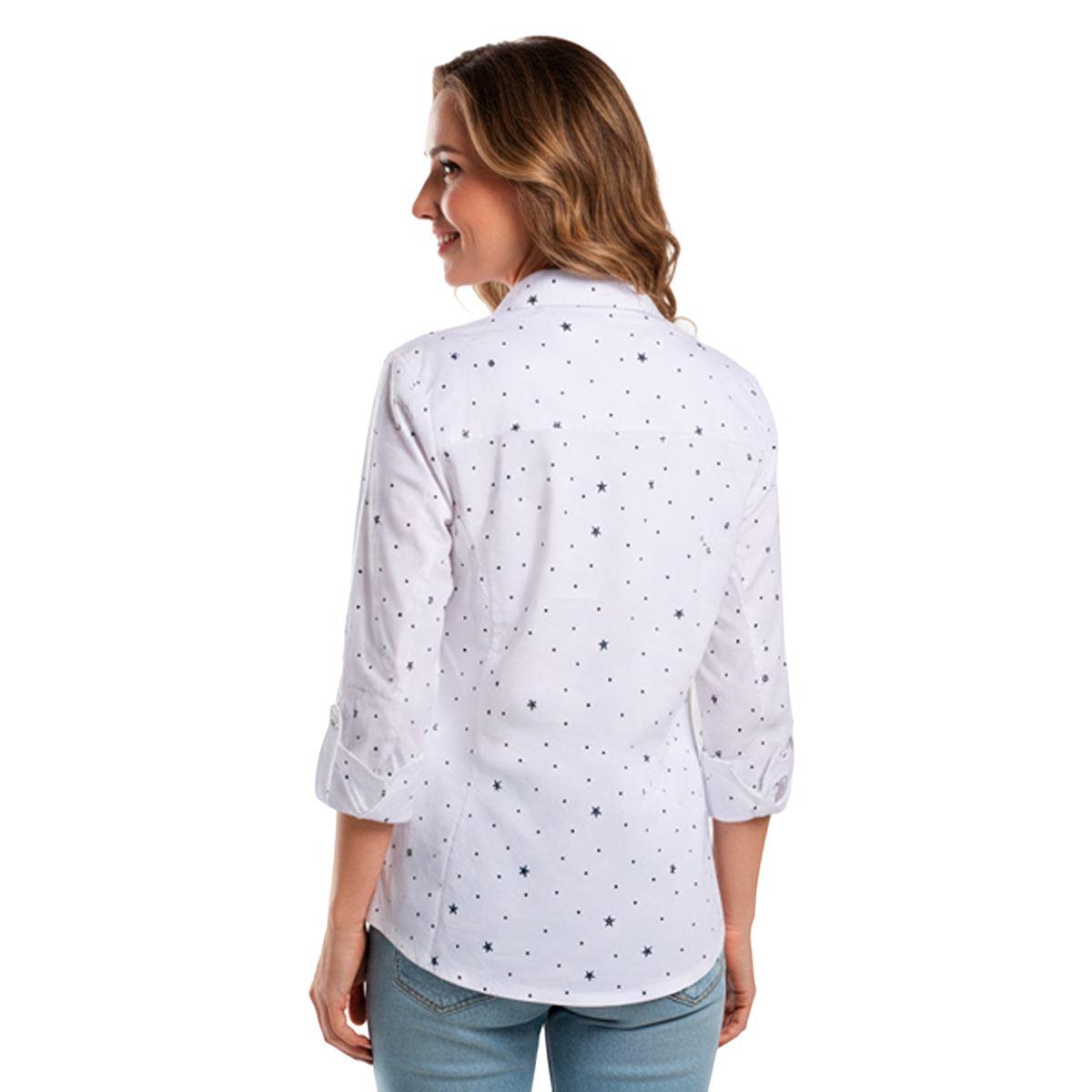 Womens Emily Daniels Star Dot Roll Tab Sleeve Button Down