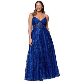 Juniors Plus Blondie Nites Glitter Sweetheart A-Line Dress