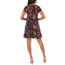 Womens MSK Short Sleeve Floral Vine Ruffle Hem A-Line Dress