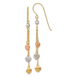 Gold Classics(tm) 14kt. Tri-Color Heart Hook Earrings