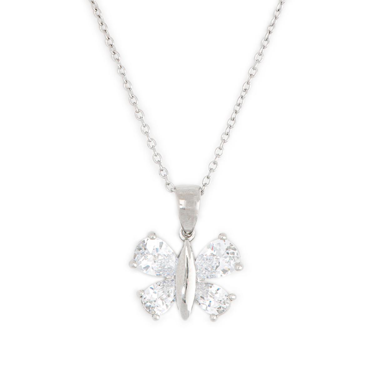 Sterling Silver Cubic Zirconia Butterfly Pendant