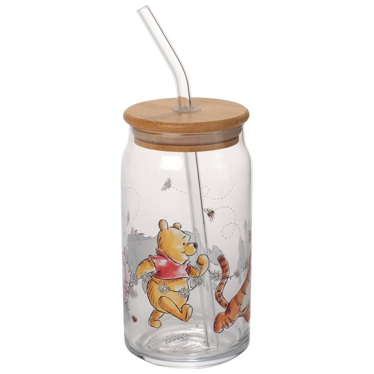 Disney Winnie the Pooh Daisy Chain 3D 16oz. Glass Sipper