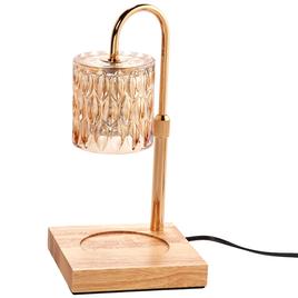 Luze Citrine Glow Wood Base/Glass Shade Candle Warmer